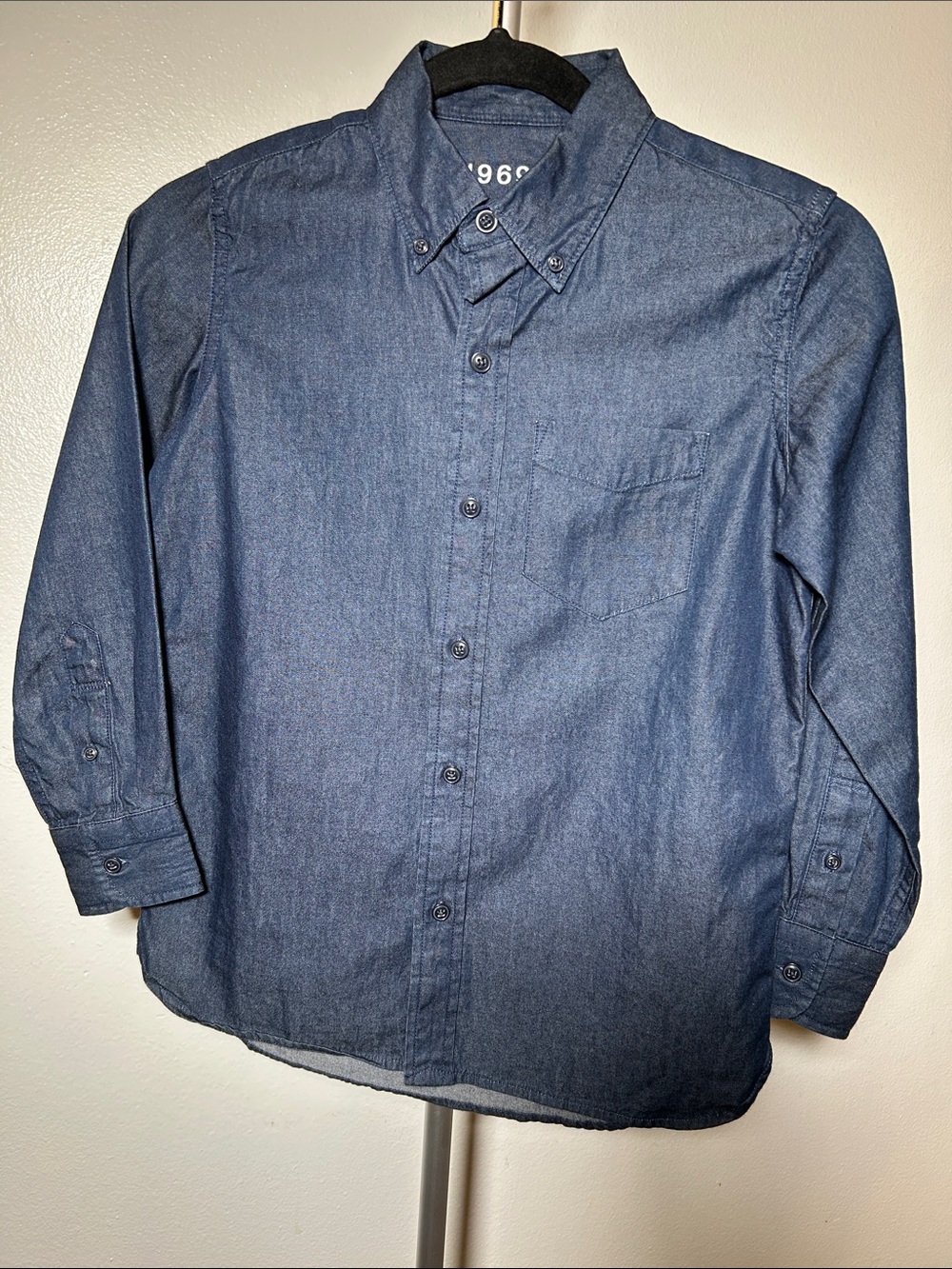 GAP Boys Dark Blue Denim Button-Down Shirt Youth Size M
